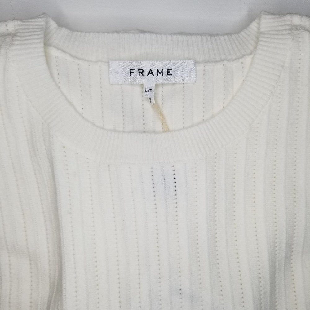 NWT FRAME Pointelle Rib Knit Large Sweater - Picture 10 of 15